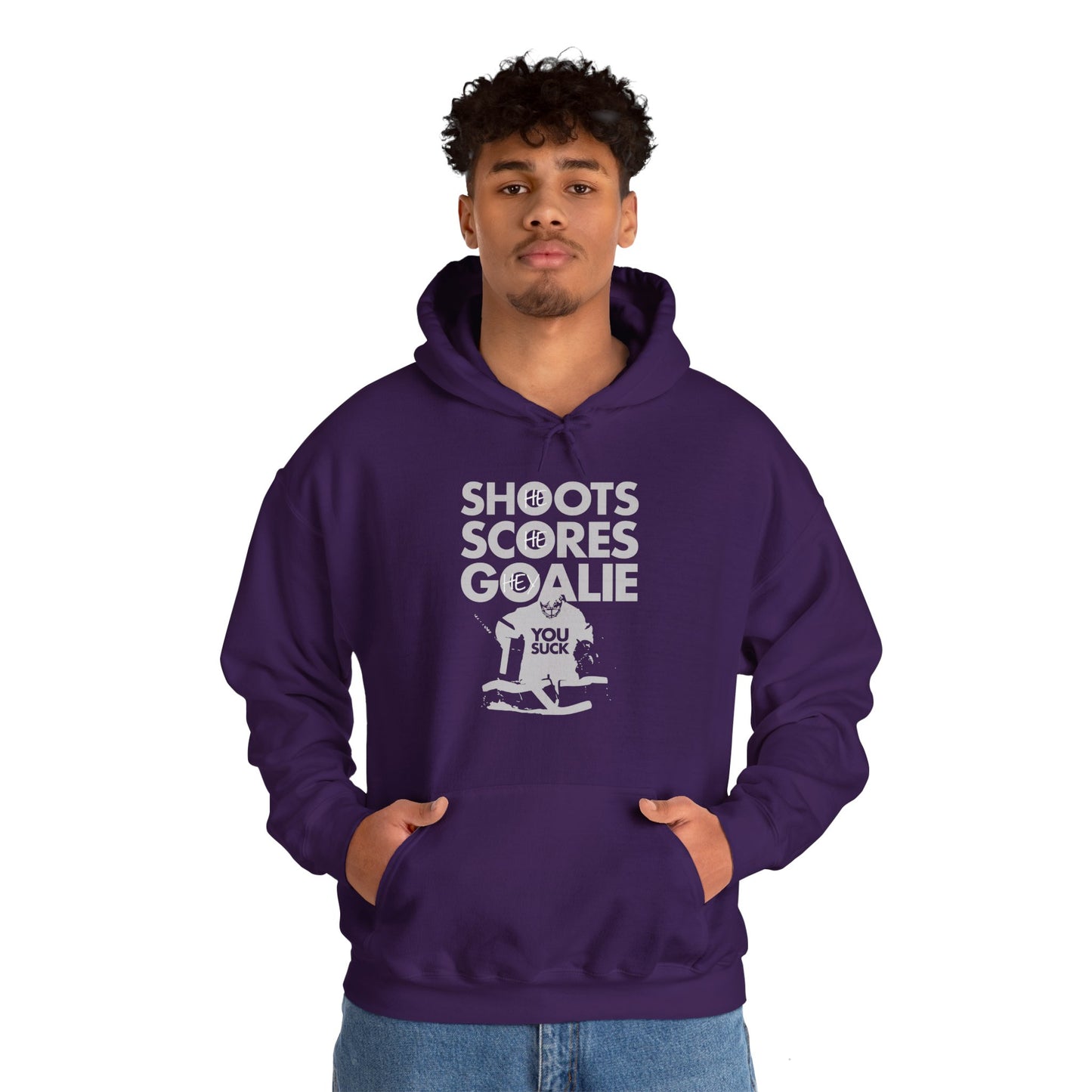 He Shoots, He Scores, Hey Goalie, You Suck Graphic Hoodie