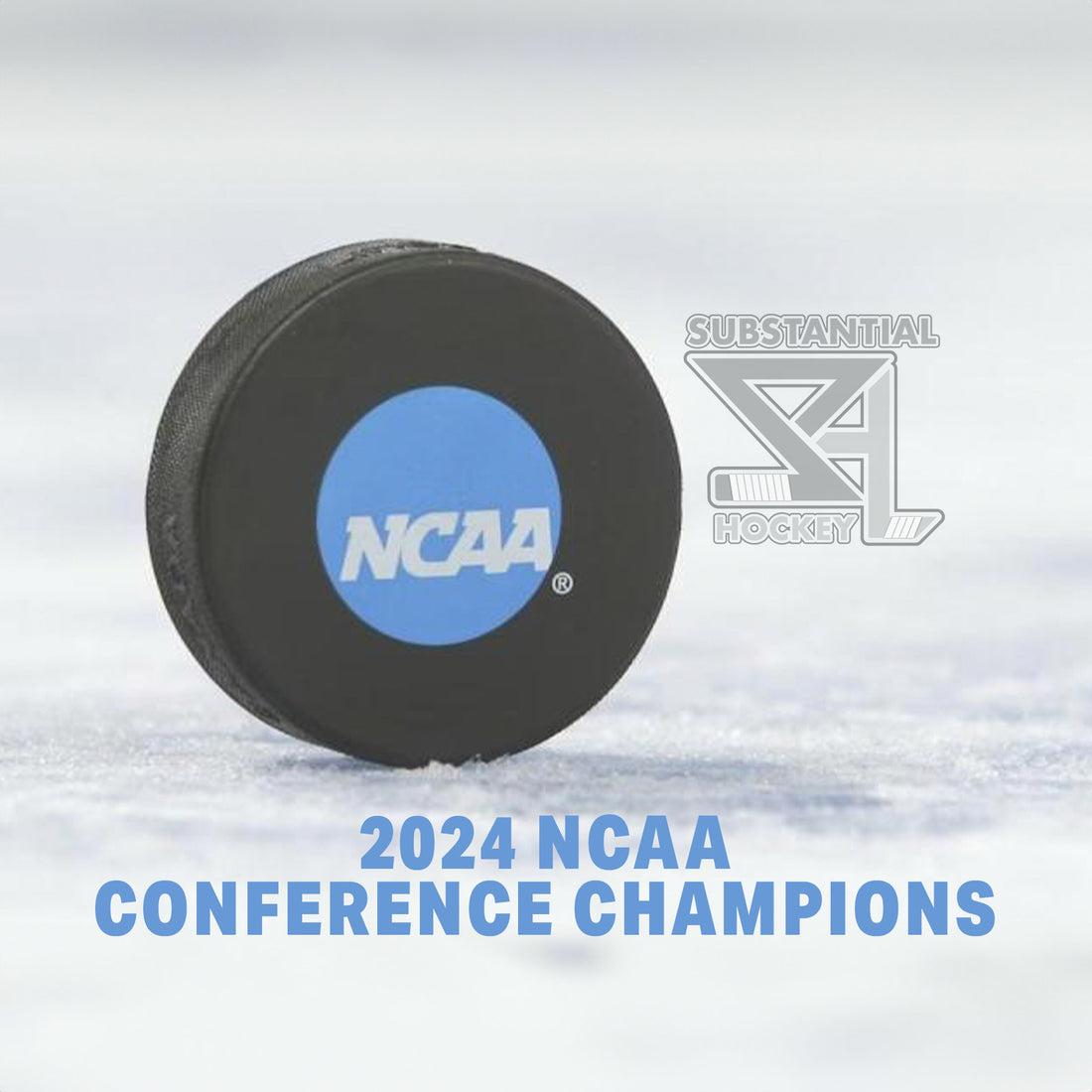 The 2024 NCAA Conference Champions blog post thumbnail by Liam Theo Creative of Substantial Hockey