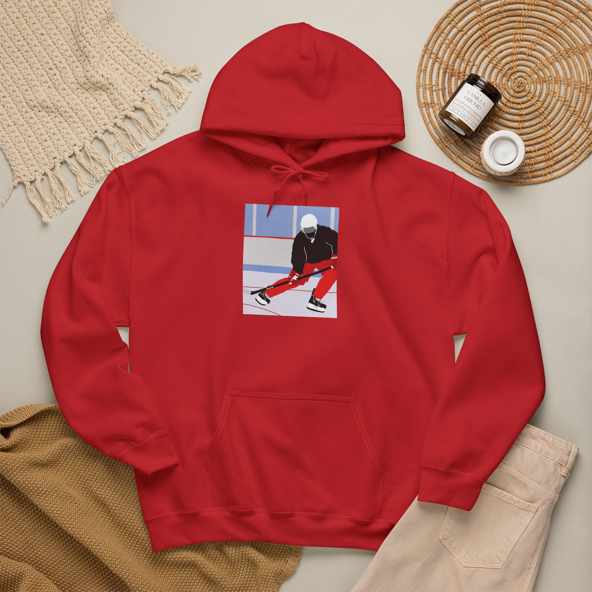 Illustrated Hockey Player Hoodie