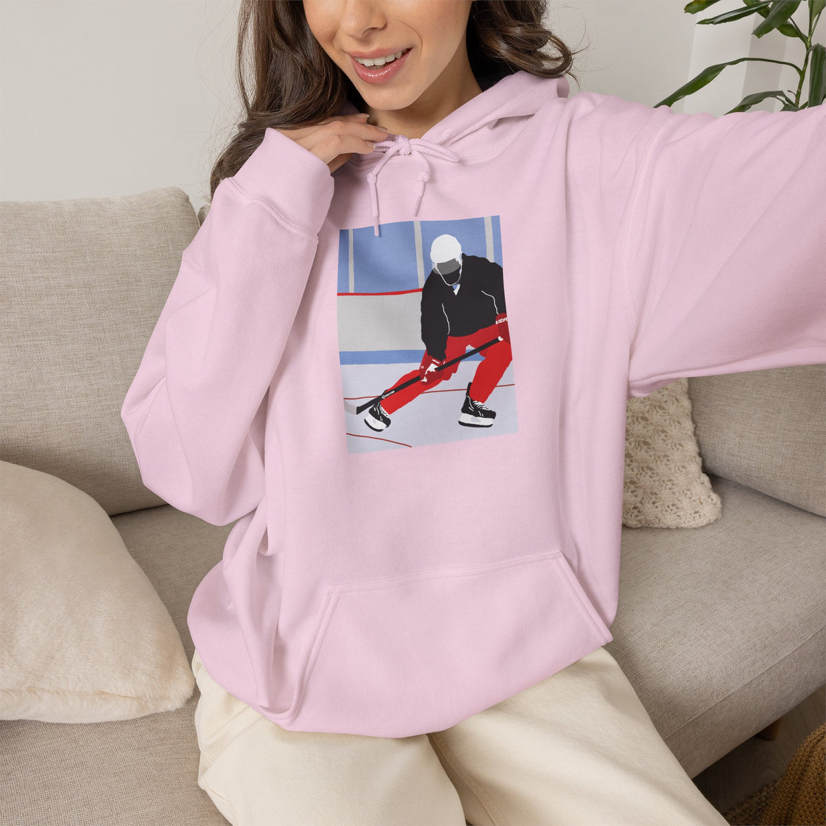 Illustrated Hockey Player Hoodie