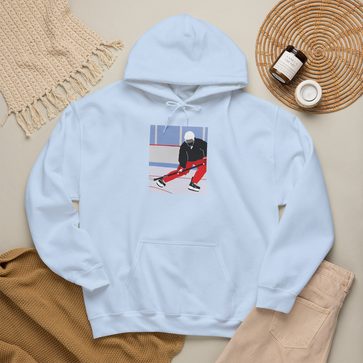 Illustrated Hockey Player Hoodie