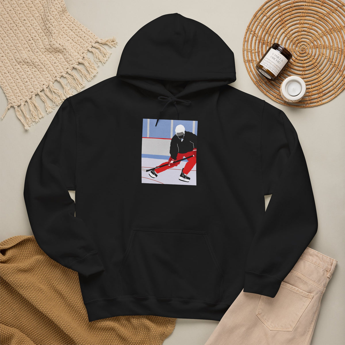 Illustrated Hockey Player Hoodie