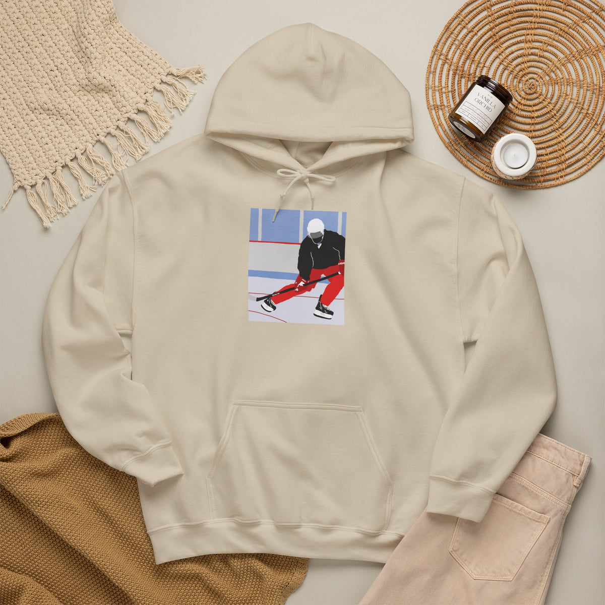 Illustrated Hockey Player Hoodie