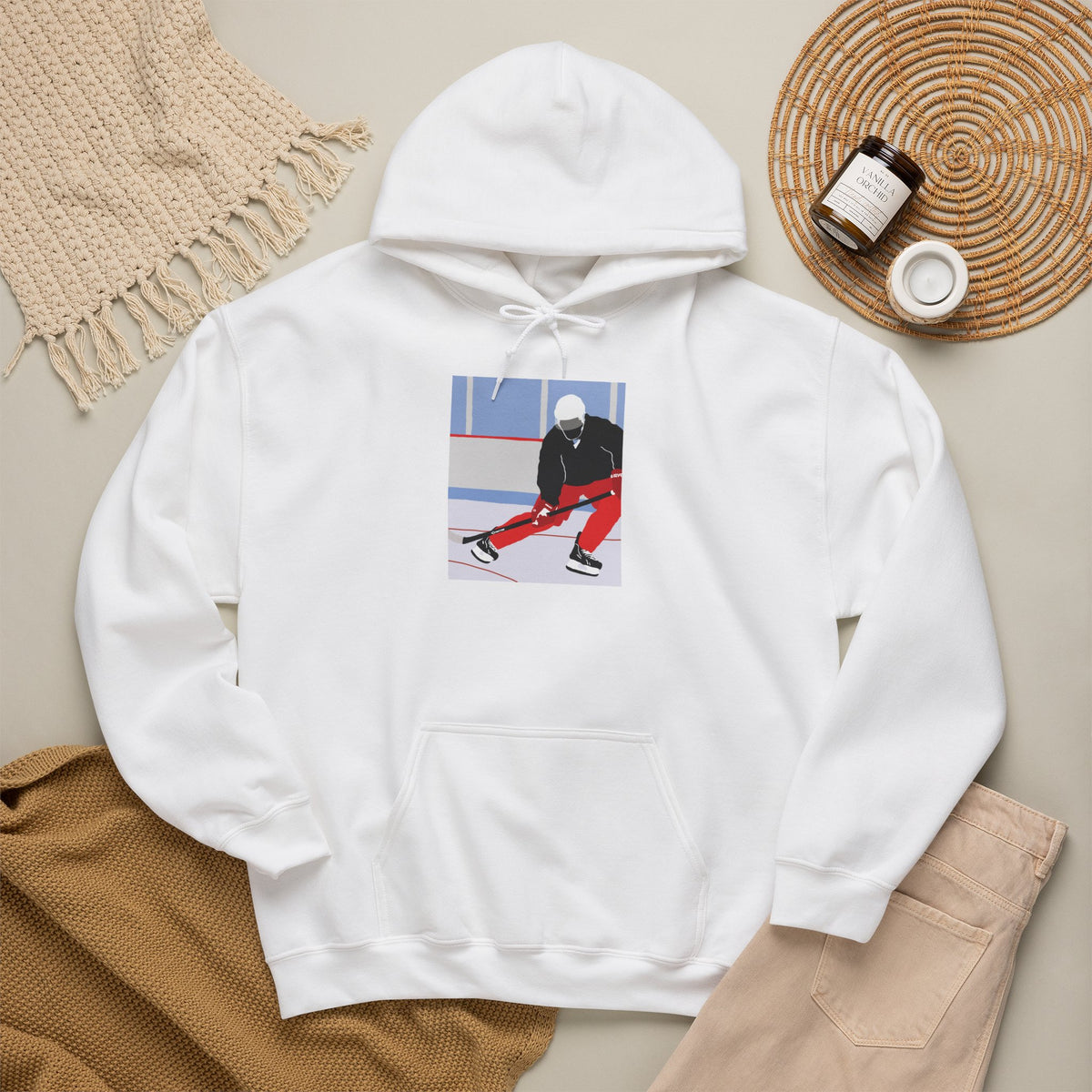 Illustrated Hockey Player Hoodie