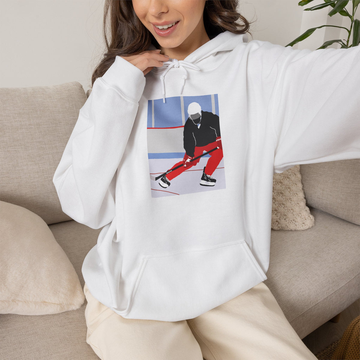 Illustrated Hockey Player Hoodie
