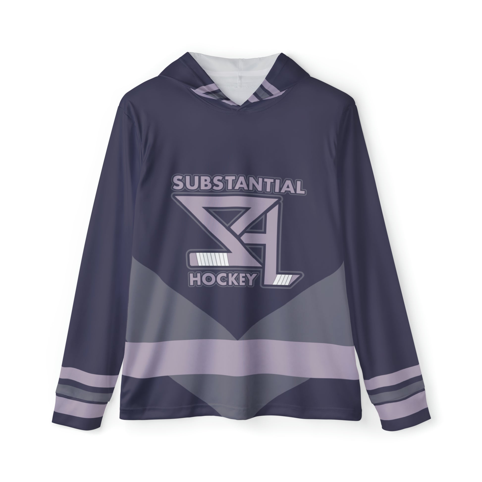 The Substantial Hockey Warm Up Hoodie features the iconic SH Purple color scheme with the Substantial Hockey Logo