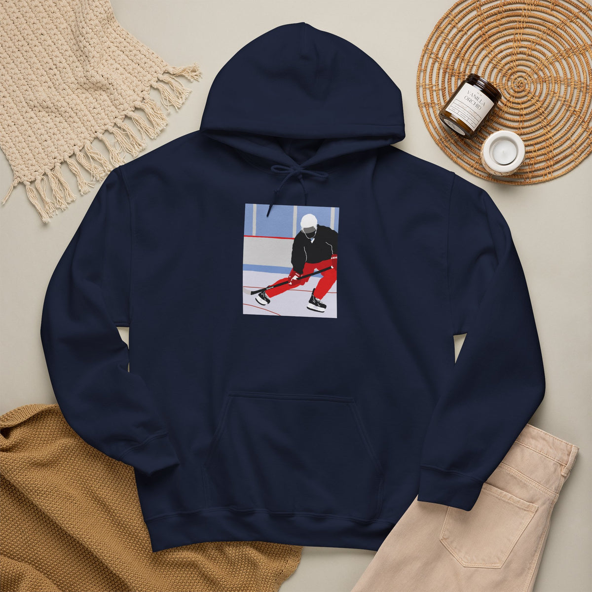 Illustrated Hockey Player Hoodie