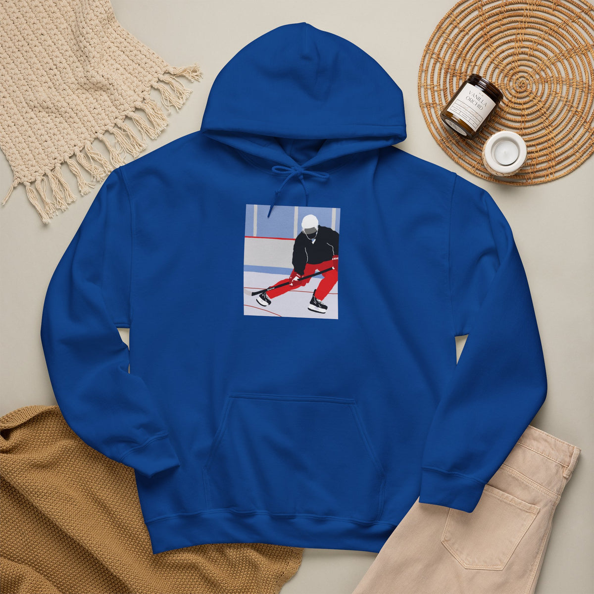 Illustrated Hockey Player Hoodie