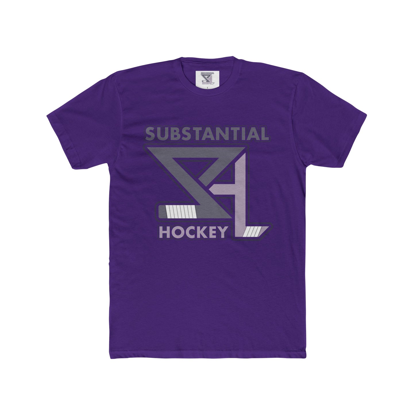 Purple Substantial Hockey logo t-shirt mock up